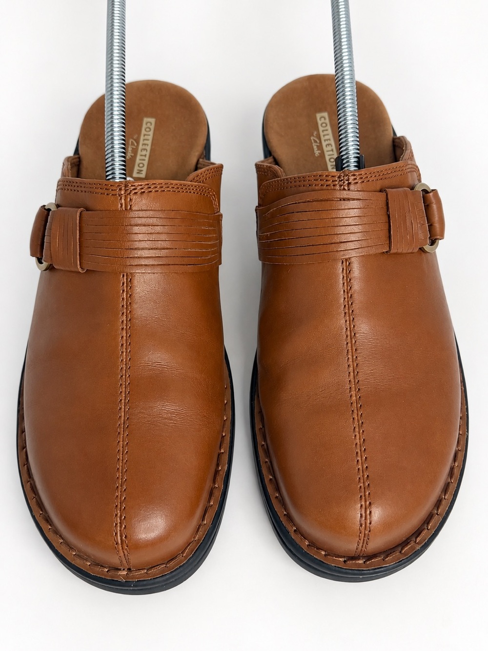 Clarks Collection Women’s Brown Leather Mule Clogs Slip On Shoes Size 8 M